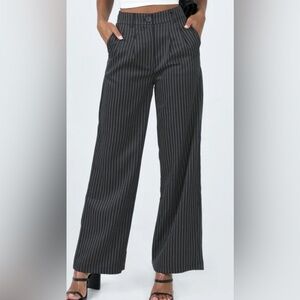 Princess Polly Black Pinstripe Trousers Wide Leg Pants Size 4 - like new!